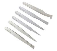 FEITA Precision Plastic Tweezers Kit - Plastic Anti static Tweezers Set Pickup Craft Electronics DIY Repair Tool - White - 6Pcs