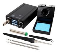 FEITA T12 Soldering Iron Station Kit Tool for Electronics, with 3 Solder Iron Tips, 1 Soldering Wire & Stand, 1 ESD Tweezer, Soldering Machine with °F-°C Conversion, Auto Sleep & Shutdown