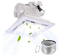 FEITON Square Bathroom Exhaust Fan with Light, 110 CFM 30W 4 Inch Duct, 110-220V 1.0 Sones Quiet Bathroom Ceiling Fan with Light, Shower Fan Light Combo