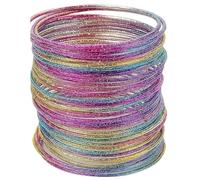 FEITONGFX 60 PCS Glitter Bangles, Retro Neon Bracelet, Indian Bangles for Womens Girls and Party Halloween Christmas Disco Daily Life