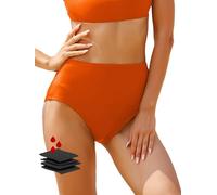feitycom Period Swimwear-Menstrual Swimsuit Bikini Bottoms-High Waisted Leakproof Swim Bottoms for Teens Girls and Women (UK, Alpha, S, Regular, Regular, Salmon Pink)