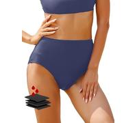 feitycom Period Swimwear-Menstrual Swimsuit Bikini Bottoms-High Waisted Leakproof Swim Bottoms for Teens Girls and Women (UK, Alpha, M, Regular, Regular, Navy)