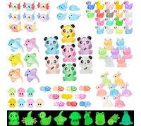 Feivando 120 Pcs Luminous Mini Resin Animals Glow in The Dark Small Little Tiny Resin Figures Ducks Axolotls Garden Miniature Figurines for Crafts Micro Landscape Decoration Fairy Garden Accessories
