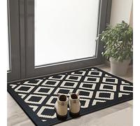 Feivea Indoor Outdoor Doormat 24"x35.5" Inside Door Mat Front Door Rug Low Profile Entrance Rug Non Slip Machine Washable Welcome Doormats for Entryway, Black and White
