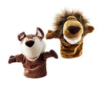 Feiwen Animal Hand Puppets Set Of 2 Premium Quality, Soft Plush Hand Puppets For Kids- Perfect For Storytelling, Teaching, Preschool, Role-Play (9.5” Inch) (Lion and dog)