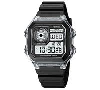 FeiWen Mens and Women Outdoor Sports Digital Watches Waterproof LED Electronic Alarm Digital Dual Time Military Multi-Function Running Watch (White)