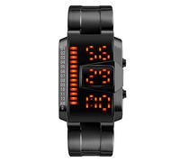 FeiWen Mens Cool Digital Sport Watch 50M Waterproof LED Electronic Light Outdoor Fashion Stainless Steel Binary Casual Watches (Black)