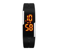 FeiWen Minimalist Sports Watches for Men Women LED Digital Display Date Outdoor Running Wristwatch Plastic Case with Rubber Band, Black