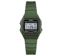 FeiWen Small Size Sport Watch for Women Boys Girls Plastic Case with Rubber Band 50M Waterproof LED Electronic Outdoor Military Multifunction Digital Watches (Green)
