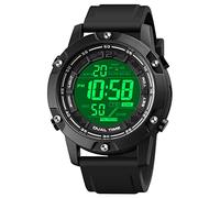 FeiWen Sports Digital Watch for Men Waterproof LED Electronic Stopwatch Date Alarm Digital Dual Time Military Outdoor Multi-Function Watch Plastic Case and Rubber Band