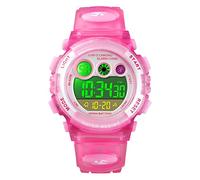 FeiWen Sports Watch for Boy Girl and Student Multifunction 50M Waterproof Multicolor LED Back Light Plastic Case with Rubber Band Outdoor Digital Military Children's Wristwatch, Pink