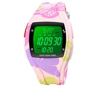 FeiWen Sports Watch for Men 5ATM Waterproof LED Electronic Multi-Function Digital Alarm Dual Time Stopwatch Countdown Date Plastic Wristwatch and Rubber Band (Red)