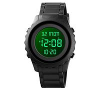FeiWen Unisex Multifunction Watch for Men and Women Plastic with Rubber LED Electronic Outdoor Sport Digital Watch Electronic Alarm Countdown Stopwatch (Black)