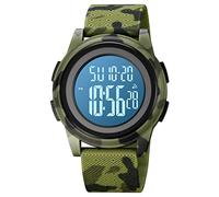 FeiWen Unisex Sports Watch Waterproof LED Electronic Alarm Digital Dual Time Military Outdoor Stopwatch Date Plastic Rubber Watch (Green Camouflage)
