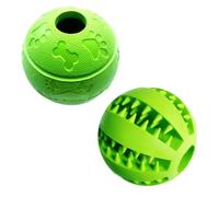 Feixun Interactive Dog Toy - Rubber Food and Tooth Cleaning Ball, 7.6-8.1cm (1*Green Type A + 1* Green Type B)