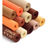 FEIYAUMI Large Stiff Felt Sheets Bundle Felt Fabric Sheets for Crafts 12 Rolls 8"x35" Soft Fall & Halloween 12 Assorted Colors Felt Pack for DIY Craft Sewing Squares Nonwoven Patchwork (Brown)