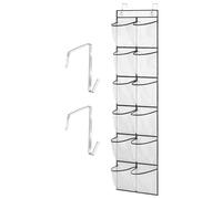Feiyayi Over the Door Shoe Organiser With 12 Large Mesh Pockets and 2 Hooks for Narrow Closet, Bedroom, Bathroom - Hanging Storage (White, 145 x 30 cm)