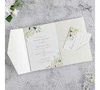 FEIYI 20 Pack Ivory Wedding Invitation Bags Laser Cut Trifold Wedding Invitations for Wedding Cards 5 x 7 Inch Ivory
