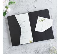 FEIYI 20 PCS Black Tri-fold Laser Cut Wedding Invitation Pockets for 5x7 Wedding Cards Bridal Shower Engagement Quinceanera Invitation