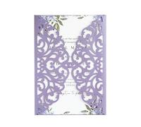 FEIYI 20Pcs Lilac Laser Cut Invitation Cards With Blank Inner Sheets for Wedding Cards Bridal Shower Engagement Quinceanera Invitation (No Envelopes)