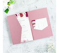 FEIYI Pack of 20 Dust Pink Tri-Fold Laser Cut Wedding Invitation Bags for 5" x 7" Wedding Cards, Hen Party, Engagement Invitations