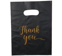 FEIYING Gift Bags 100pcs Plastic Handles Black Plastic Shopping Bags Convenient Bags Thank You Bags