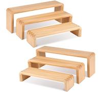 Feiyonec 2 Sets, 6 PCS Total, Wood Risers Display Stand, Cupcake Dessert Cake Stand, Wooden Cologne Perfume Stands, Wood Riser for Kitchen Counter, Vendor Booth Display Items (Natural Color)