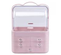 Feiyx Makeup Organizer Cosmetic and Jewelry Storage Case Super Large Capacity Bedroom Dresser Organizer Box,for Countertop Bathroom (Color : Pink)