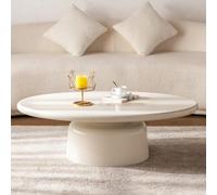 FeiZhiYanS Creamy White 45.7" Oval Coffee Table,A