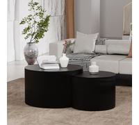 FeiZhiYanS Round Fluted Nesting Coffee Table Set of 2, Mid Century Modern Circle Nested Coffee Table Set for Living Room Bedroom Small Spaces,F