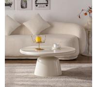 FeiZhiYanS White Round Coffee Table for Living Room, Contemporary Pedestal Design, Traditional Round Circle Wooden Center Coffee Table, for Farmhouse Apartment,A