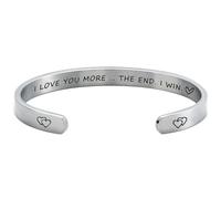 Feizikaw Adjustable Bracelets For Women Valentine's Day Classic Bracelet Stainless Steel Bracelet I YOU MORE THE END I WIN Light (B, One Size)