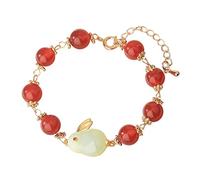 Feizikaw Bracelet Charm 2023 Year Rabbit Braided Bracelet Chinese Zodiac Rabbit Imitation Blessing Good Luck For Women Girls Ladies Men Jewelry (Red, One Size)