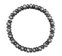 Feizikaw Bracelets For Womens Silver Positive for Luck Unisex Brass & Ironstone Elastic Stretch Beaded Wristband Men Women Daily Wear Boho Style (Black, length-20cm)