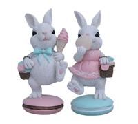Feizikaw Easter Party Decorations Easter Bunny Mini Statue 2 Resin Rabbits Featuring An Ice Theme Cute Rabbit Suitable For Home Use Tabletop Display And As (12 5)
