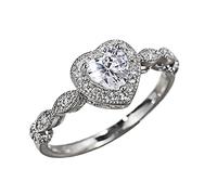 Feizikaw Engagement Ring Bright Zircon Ring Round White Stone Jewelry Fashion Jewelry Engaged Engagement