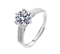 Feizikaw Engagement Ring Starlight Ring Women's Light Six Wedding Engagement Moissanite Open Hand Jewelry (Silver,One Size)