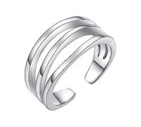 Feizikaw Engagement Rings Silver 3 Adjustable Toe Band Ring Adjustable Opening Foot Ring Opening Toe Joint (Clear, One Size)