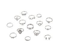 Feizikaw Engagement Rings Silver Rings Stack Blue Bohemian Women 15pcs/ Set Set Above (Multicolor,One Size)
