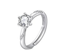 Feizikaw Eternity Ring One Psychic Six Wedding Ring Adjustable Fashionable And Versatile High End Open And Sparkling With Adjustable Open Fashion 1PC (Silver,One Size)