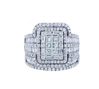 Feizikaw Eternity Rings For Womens 2pc Silver Promise Rings Delicate Design Knot Set Fashion Ring Light High Grade Ring (White, 8)