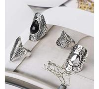 Feizikaw Eternity Rings For Womens Silver 4pcs/ Set Stack Above Rings Women Bohemian Other (Silver,One Size)