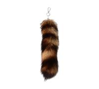 Feizikaw Fake Tail, Keyring Holder, 3D Cute KeyChains, Fox Tail Animal Tail Shaggy Faux Fur Tail Realistic Fox Tail Keychain Decorative For Cosplay Handbag Accessory (A, 23CM)