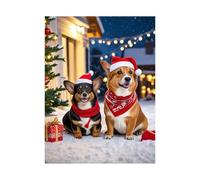 Feizikaw Fleece Blanket for Bed Christmas Blanket Christmas Dog Winter Leisure Soft Warm Nap For Dogs Wearing Santa Hats