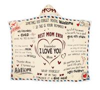 Feizikaw Fleece Throw Blanket for Sofa For Mom From Daughter Son Kids Wearable Blanket Hoodie Day Christmas Birthday Women Mama Warm & Cozy Presents Mom Hooded Blankets 47x