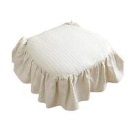 Feizikaw French Cotton Ruffled Chair Cushion with Ties | Non-Slip Soft Fabric | Cotton Filled for Kitchen & Office Chairs (White)