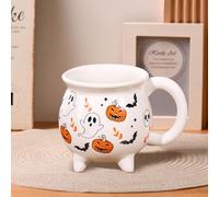 Feizikaw Halloween Ceramic Coffee & Milk Tea Mug | Vibrant Pumpkin Witch Hand-Painted Design | Microwave & Dishwasher Safe | Spooky Season Home Decor
