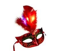 Feizikaw Halloween Face Masks Women's Party Cosplay Luminous Colorful Fiber Masquerade Feather Mysterious (B, 24X17cm)
