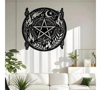 Feizikaw Halloween Tree Decorations Bafumei Metal Wall Art Witchcraft Decoration Halloween Witch Wall Decoration Metal Wall Pendant Home (Black, 40x39.65x4cm)