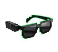 Feizikaw Mask For Masquerade Ball Up Light Glowing Cordless Neon Glasses With 4 Mode DJ Sunglasses Rave Party (Green, One Size)